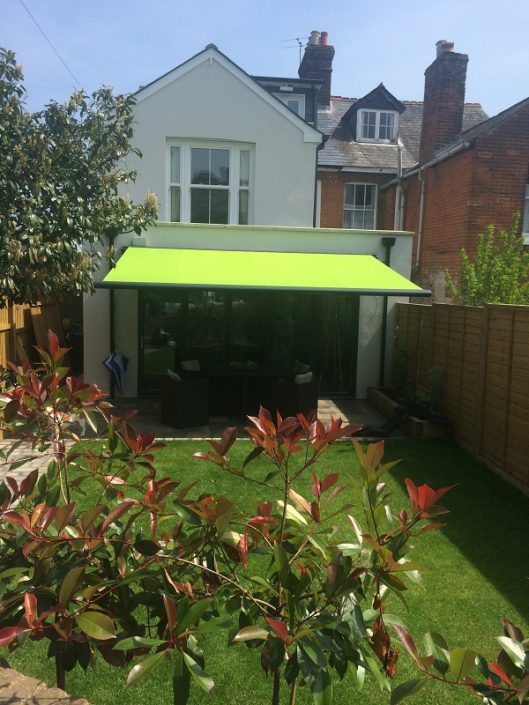 lime green awning- nstallation